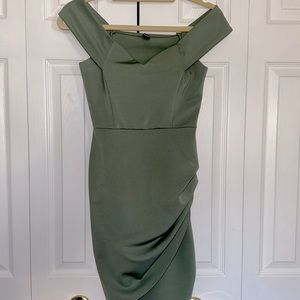 Olive Green Off the Shoulder Mini Dress